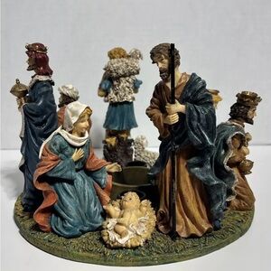 Colorful Nativity Candle Holder